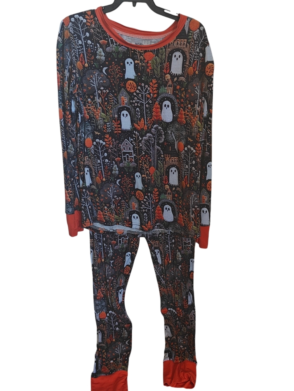Halloween Bamboo Pajama Set Featuring Spooky Ghosts And Pumpkins Size 7/8